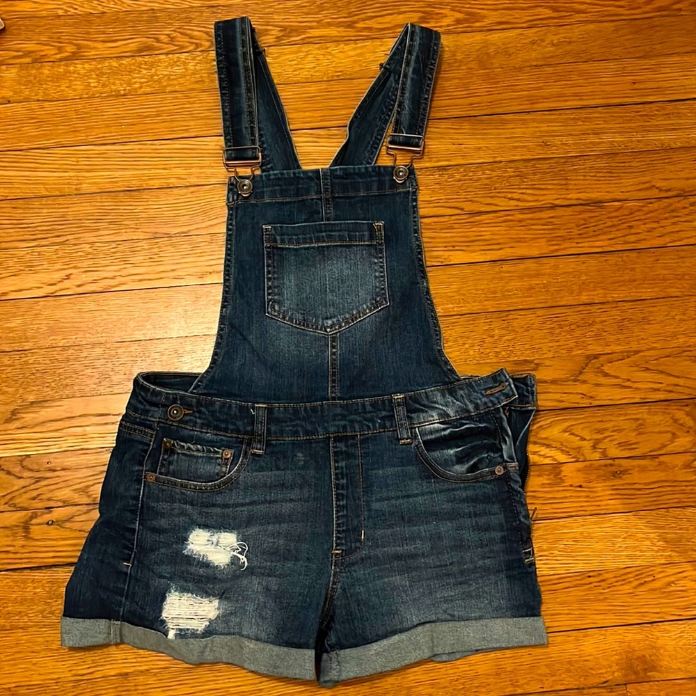 Denim short overalls